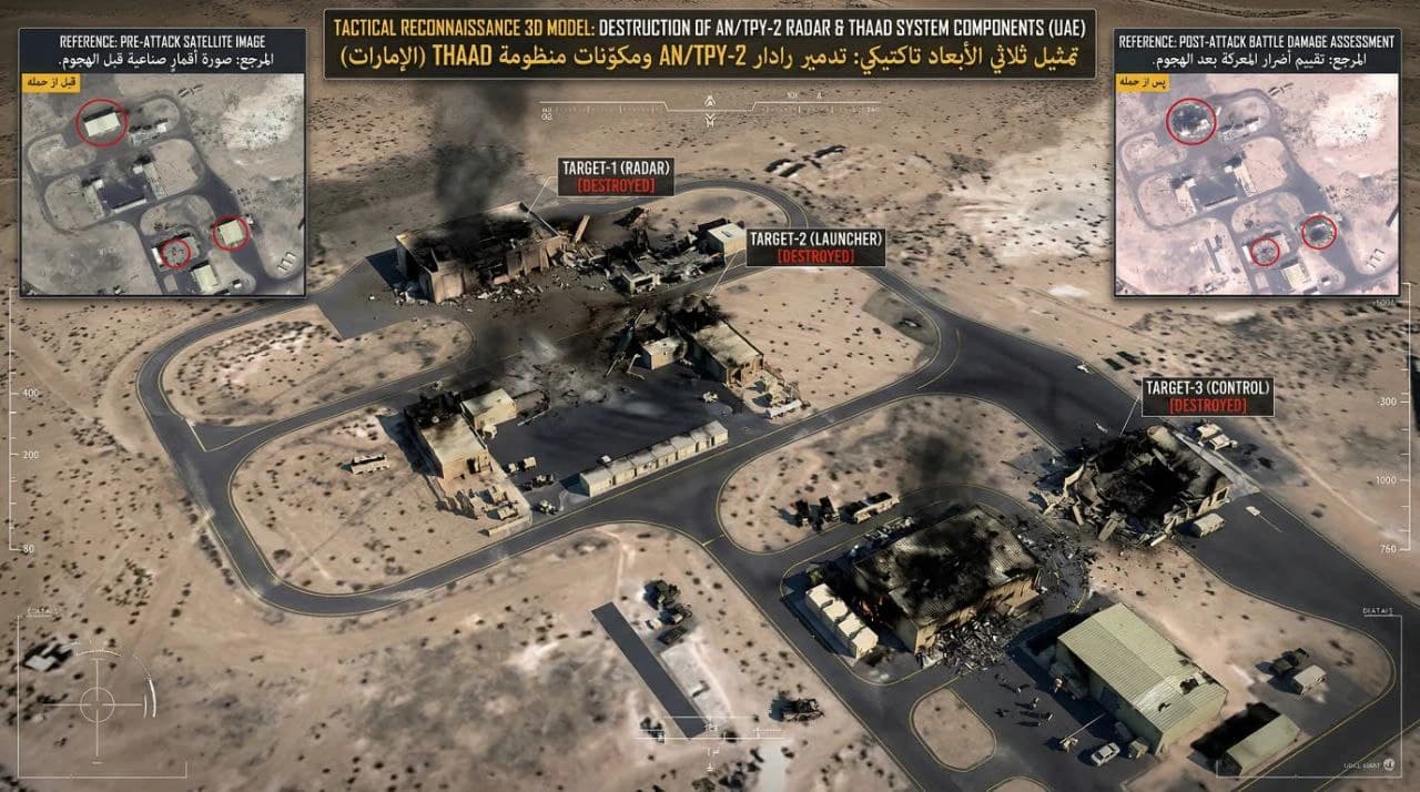 Immagini 3D mostra operazioni militari iraniane contro basi e posizioni statunitensi e israeliane nel golfo è israele. Non possiamo né confermare né smentire la loro autenticità.