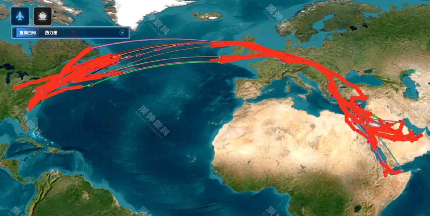 USA  attività aerea massiccia in Asia occidentale 26 aerei cisterna, 31 trasporti militari verso Israele, Arabia Saudita e Gibuti, ricognitori su Hormuz e Mediterraneo.