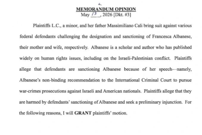 Il tribunale americano ha sospeso le sanzioni contro Francesca Albanese, relatrice speciale ONU. Il governo italiano dei "patrioti" non ha difeso una sua cittadina. Mattarella ha taciuto.