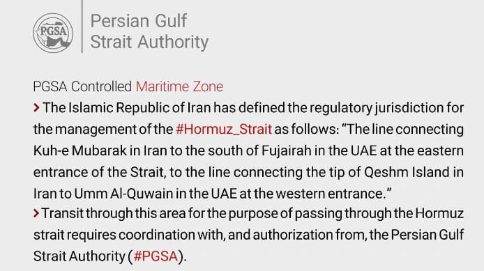 L’Iran attiva l’Autorità per le vie navigabili del Golfo Persico: il transito nello Stretto di Hormuz sarà ora soggetto ad autorizzazione preventiva.